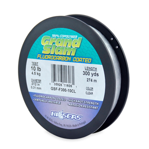 Grand Slam Fluorocarbon Coated Line, 10 lb / 4.5 kg test, .012 in / 0.31 mm dia, Clear, 300 yd / 274 m