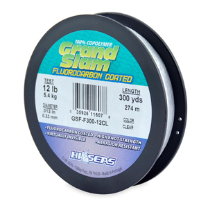 Grand Slam Fluorocarbon Coated Line, 12 lb / 5.4 kg test, .013 in / 0.33 mm dia, Clear, 300 yd / 274 m
