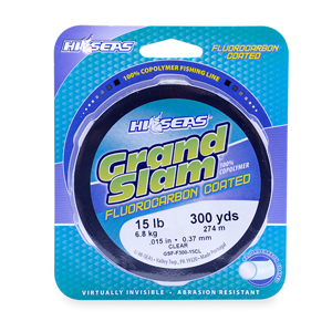 Grand Slam Fluorocarbon Coated Line, 15 lb / 6.8 kg test, .015 in / 0.37 mm dia, Clear, 300 yd / 274 m