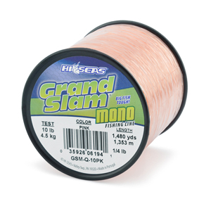 Grand Slam Monofilament Line, 10 lb / 4.5 kg test, .012 in / 0.30 mm dia, Pink, 1480 yd / 1353 m, 1/4 lb / 0.11 kg Spool