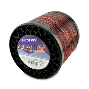 Quattro Monofilament Line, 130 lb / 58.9 kg test, .047 in / 1.20 mm dia, 4-Color Camo, 1750 yd / 1600 m, 5 lb / 2.27 kg Spool