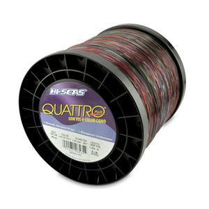 Quattro Monofilament Line, 150 lb / 68.0 kg test, .051 in / 1.30 mm dia, 4-Color Camo, 1525 yd / 1394 m, 5 lb / 2.27 kg Spool