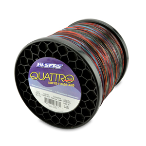 Quattro Monofilament Line, 200 lb / 90.7 kg test, .059 in / 1.50 mm dia, 4-Color Camo, 1225 yd / 1120 m, 5 lb / 2.27 kg Spool