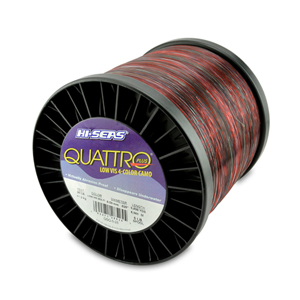 Quattro Monofilament Line, 25 lb / 13.6 kg test, .020 in / 0.50 mm dia, 4-Color Camo, 9800 yd / 8961 m, 5 lb / 2.27 kg Spool