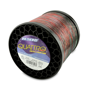 Quattro Monofilament Line, 30 lb / 11.3 kg test, .022 in / 0.55 mm dia, 4-Color Camo, 8000 yd / 7315 m, 5 lb / 2.27 kg Spool