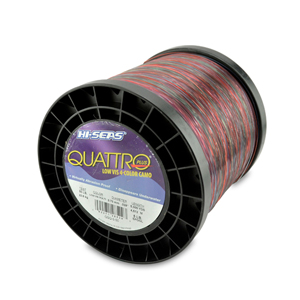 Quattro Monofilament Line, 50 lb / 22.6 kg test, .028 in / 0.70 mm dia, 4-Color Camo, 5000 yd / 4572 m, 5 lb / 2.27 kg Spool