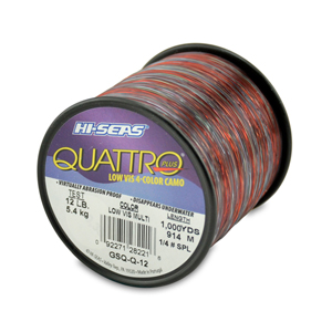 Quattro Monofilament Line, 12 lb / 5.4 kg test, .014 in / 0.35 mm dia, 4-Color Camo, 1000 yd / 914 m, 1/4 lb / 0.11 kg Spool
