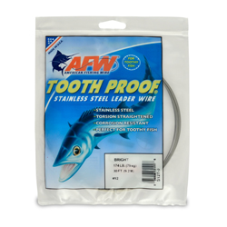 #12 Tooth Proof Stainless Steel Single Strand Leader Wire, 174 lb / 79 kg test, .029 in / 0.74 mm dia, Bright, 30 ft / 9.2 m