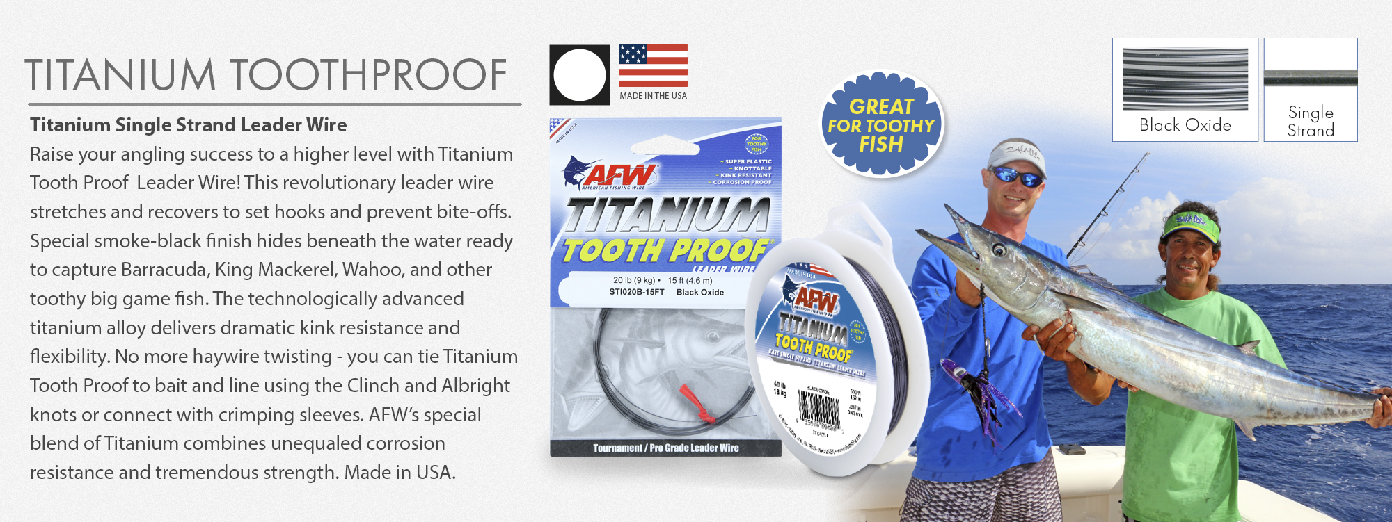 American Fishing Wire Titanium Tooth Proof Leader Wire