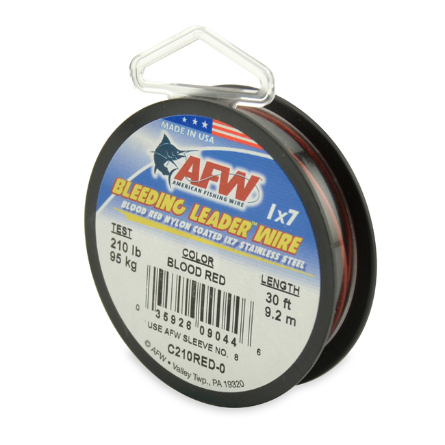 American Fishing Wire Bleeding Leader Blutrot Nylon beschichtet 1x7 Edelstahl Vorfachdraht