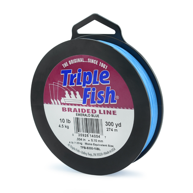 Triple Fish Braid 10 Lb 4 5 Kg Test 0 004 In 0 102 Mm Diam Emerald Blue 300 Yd 274 M Triple Fish Braid 10 Lb 4 5 Kg Test 0 004 In 0 102 Mm Diam Emerald Blue 300 Yd 274 M