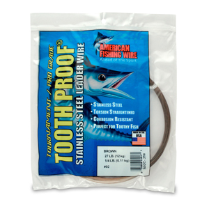 #2 Tooth Proof Stainless Steel Single Strand Leader Wire, 27 lb / 12 kg test, .011 in / 0.28 mm dia, Camo, 1/4 lb / 0.11 kg Coil