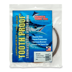#3 Tooth Proof Stainless Steel Single Strand Leader Wire, 32 lb / 15 kg test, .012 in / 0.30 mm dia, Camo, 1/4 lb / 0.11 kg Coil