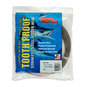 #3 Tooth Proof Stainless Steel Single Strand Leader Wire, 32 lb / 15 kg test, .012 in / 0.30 mm dia, Camo, 1 lb / 0.45 kg Coil