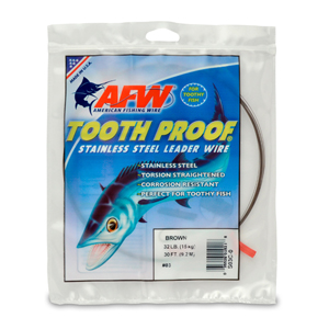 #3 Tooth Proof Stainless Steel Single Strand Leader Wire, 32 lb / 15 kg test, .012 in / 0.30 mm dia, Camo, 30 ft / 9.2 m