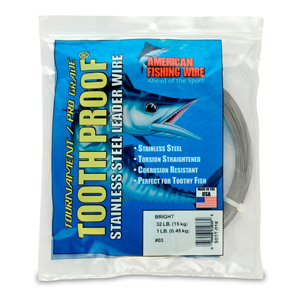 #3 Tooth Proof Stainless Steel Single Strand Leader Wire, 32 lb / 15 kg test, .012 in / 0.30 mm dia, Bright, 1 lb / 0.45 kg Coil