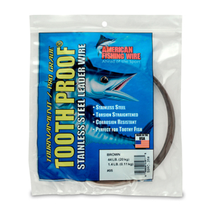 #5 Tooth Proof Stainless Steel Single Strand Leader Wire, 44 lb / 20 kg test, .014 in / 0.36 mm dia, Camo, 1/4 lb / 0.11 kg Coil