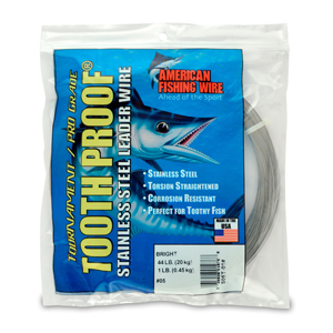 #5 Tooth Proof Stainless Steel Single Strand Leader Wire, 44 lb / 20 kg test, .014 in / 0.36 mm dia, Bright, 1 lb / 0.45 kg Coil