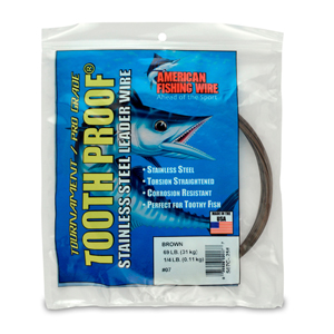 #7 Tooth Proof Stainless Steel Single Strand Leader Wire, 69 lb / 31 kg test, .018 in / 0.46 mm dia, Camo, 1/4 lb / 0.11 kg Coil