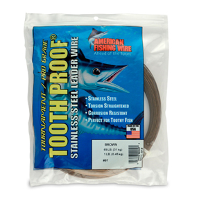 #7 Tooth Proof Stainless Steel Single Strand Leader Wire, 69 lb / 31 kg test, .018 in / 0.46 mm dia, Camo, 1 lb / 0.45 kg Coil