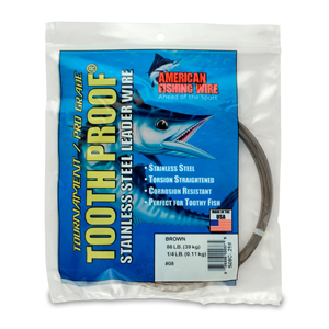 #8 Tooth Proof Stainless Steel Single Strand Leader Wire, 86 lb / 39 kg test, .020 in / 0.51 mm dia, Camo, 1/4 lb / 0.11 kg Coil