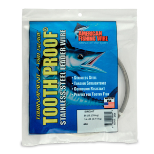 #8 Tooth Proof Stainless Steel Single Strand Leader Wire, 86 lb / 39 kg test, .020 in / 0.51 mm dia, Bright, 1/4 lb / 0.11 kg Coil