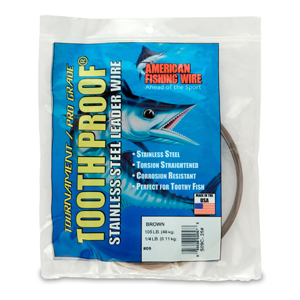 #9 Tooth Proof Stainless Steel Single Strand Leader Wire, 105 lb / 48 kg test, .022 in / 0.56 mm dia, Camo, 1/4 lb / 0.11 kg Coil