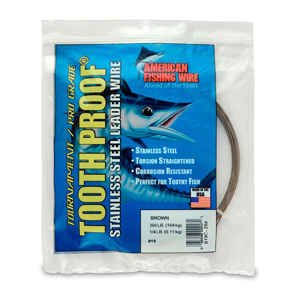 #19 Tooth Proof Stainless Steel Single Strand Leader Wire, 360 lb / 164 kg test, .043 in / 1.09 mm dia, Camo, 1/4 lb / 0.11 kg Coil