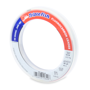 Triple Fish 100% Fluorocarbon Leader, 10 lb / 4.5 kg test, 0.011 in / 0.29 mm dia, Clear, 50 yd / 46 m