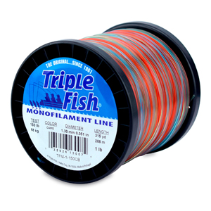 Triple Fish Monofilament Line, 150 lb / 68.0 kg test, .051 in / 1.30 mm dia, Camo, 315 yd / 288 m, 1 lb / 0.45 kg Spool