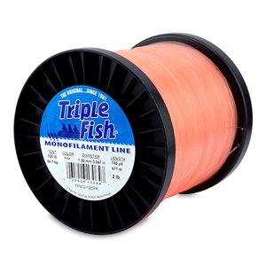 Triple Fish Monofilament Line, 125 lb / 56.7 kg test, .047 in / 1.20 mm dia, Pink, 740 yd / 677 m, 2 lb / 0.90 kg Spool