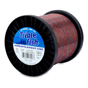 Triple Fish Monofilament Line, 15 lb / 6.8 kg test, .016 in / 0.40 mm dia, Camo, 6880 yd / 6291 m, 2 lb / 0.90 kg Spool